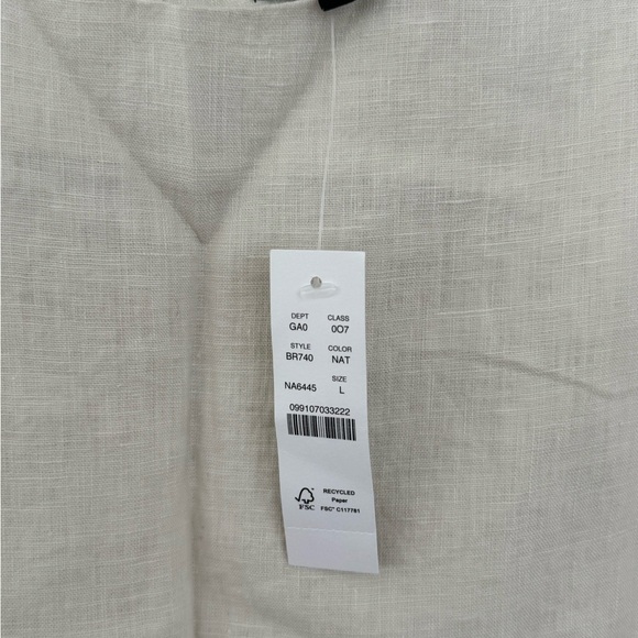 NWT J Crew Collection sleeveless cream linen top with raffia fringe sz lg - Picture 5 of 7